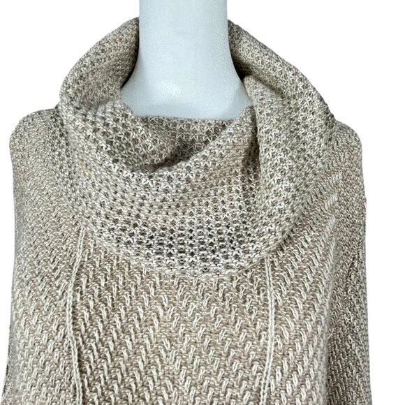 Jeanne Pierre 100% Cotton Cowl Neck Sweater XL Beige Textured Knit Tunic - Picture 7 of 14
